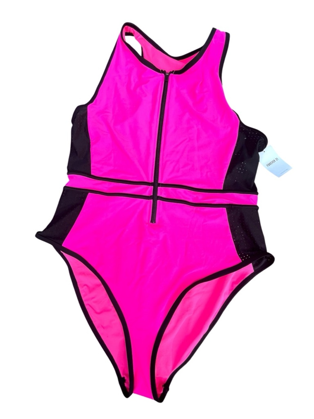Forever 21 Plus Size Women's One-Piece Swimsuit  in Hot Pink & Black
